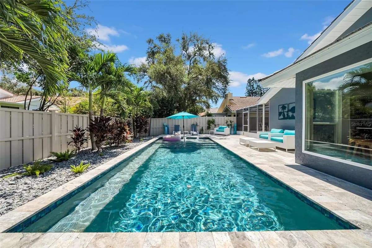 Backyard pool at a featured St. Petersburg property